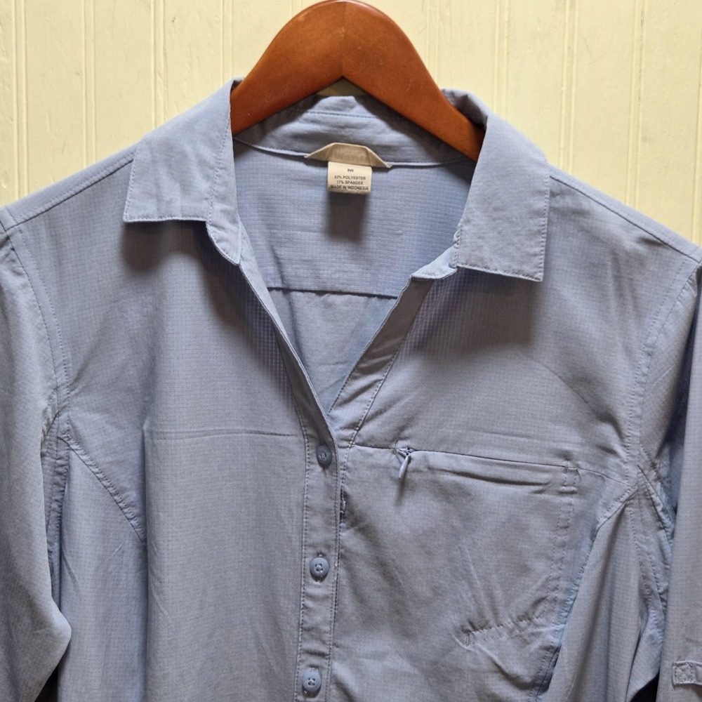Duluth Trading Co Shirt Mens Medium Blue Solid Long Sleeve Button‎ Front Outdoor